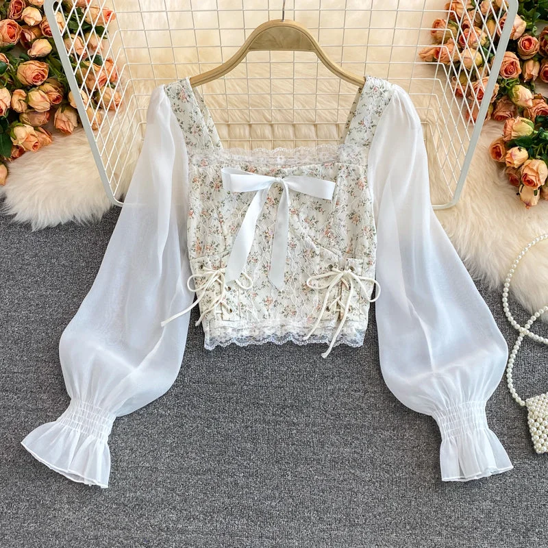 Crazy Deal Cute lace long sleeve tops   S185