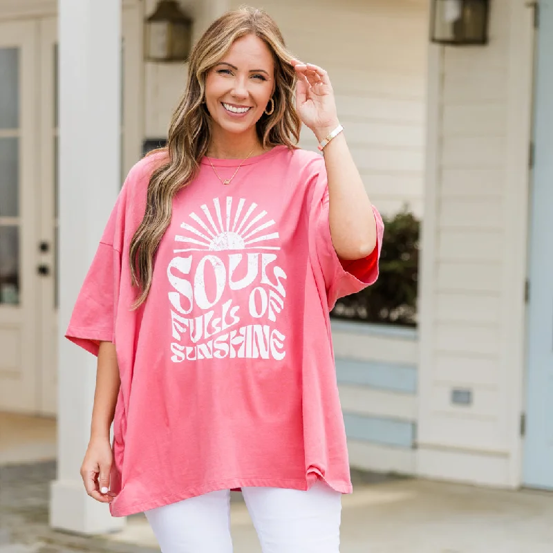 Hurry In Soulshine Boyfriend Tee, Desert Rose