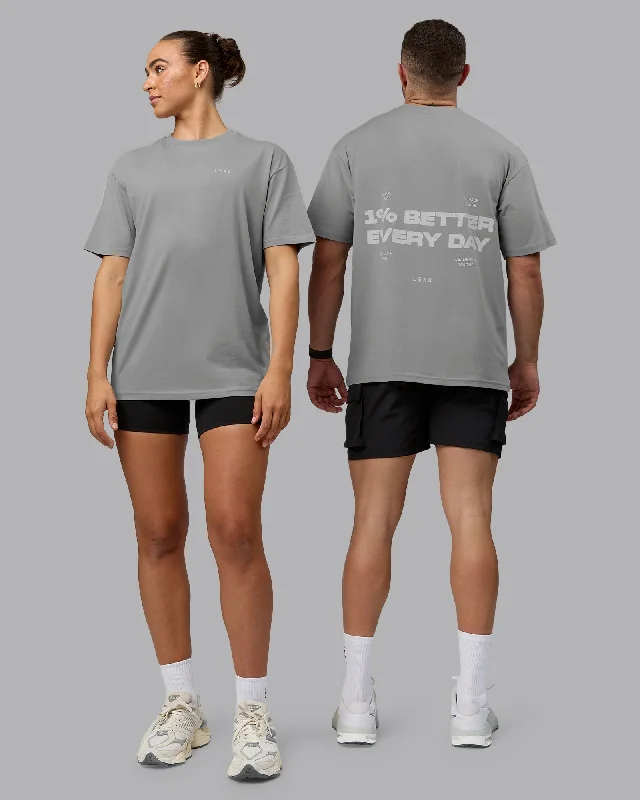 Savings Soar This Weekend Unisex 1% Better Value Series FLXCotton Tee Oversize - Circular Grey-White