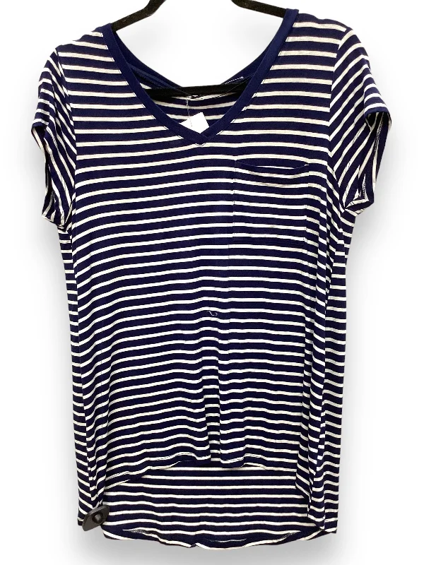 Hurry In Striped Pattern Top Short Sleeve Basic Cable And Gauge, Size L