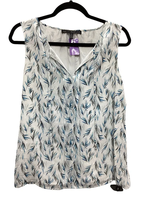Weekend Special Blue & White Top Sleeveless White House Black Market, Size M