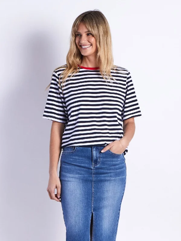Steals and Deals Brunswick Short Sleeves Tee - Navy Stripes