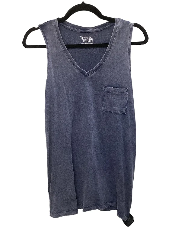 Exclusive Preview Blue Top Sleeveless Basic Time And Tru, Size S