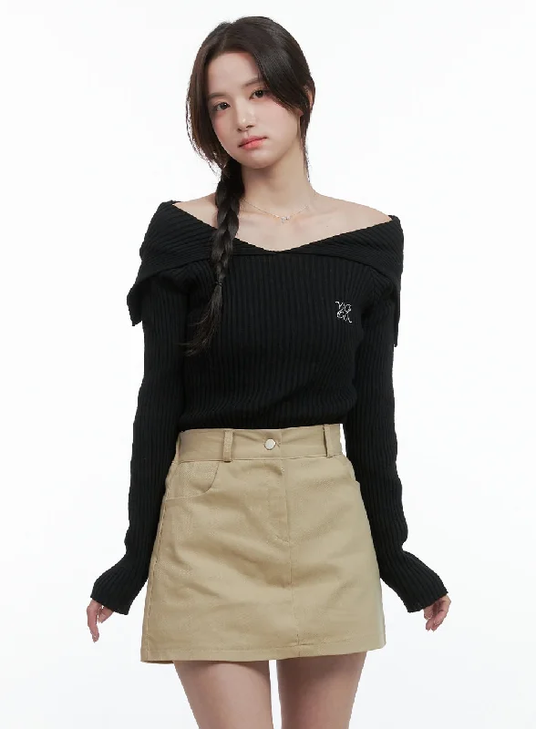 Deal Frenzy Solid Off Shoulder Knit Top OG409