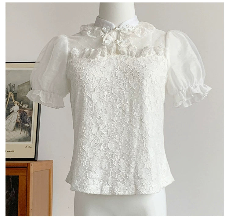 Reduced Rates With PUJI~Moon Gauze~Qi Lolita Blouse Chinese Style Shirt