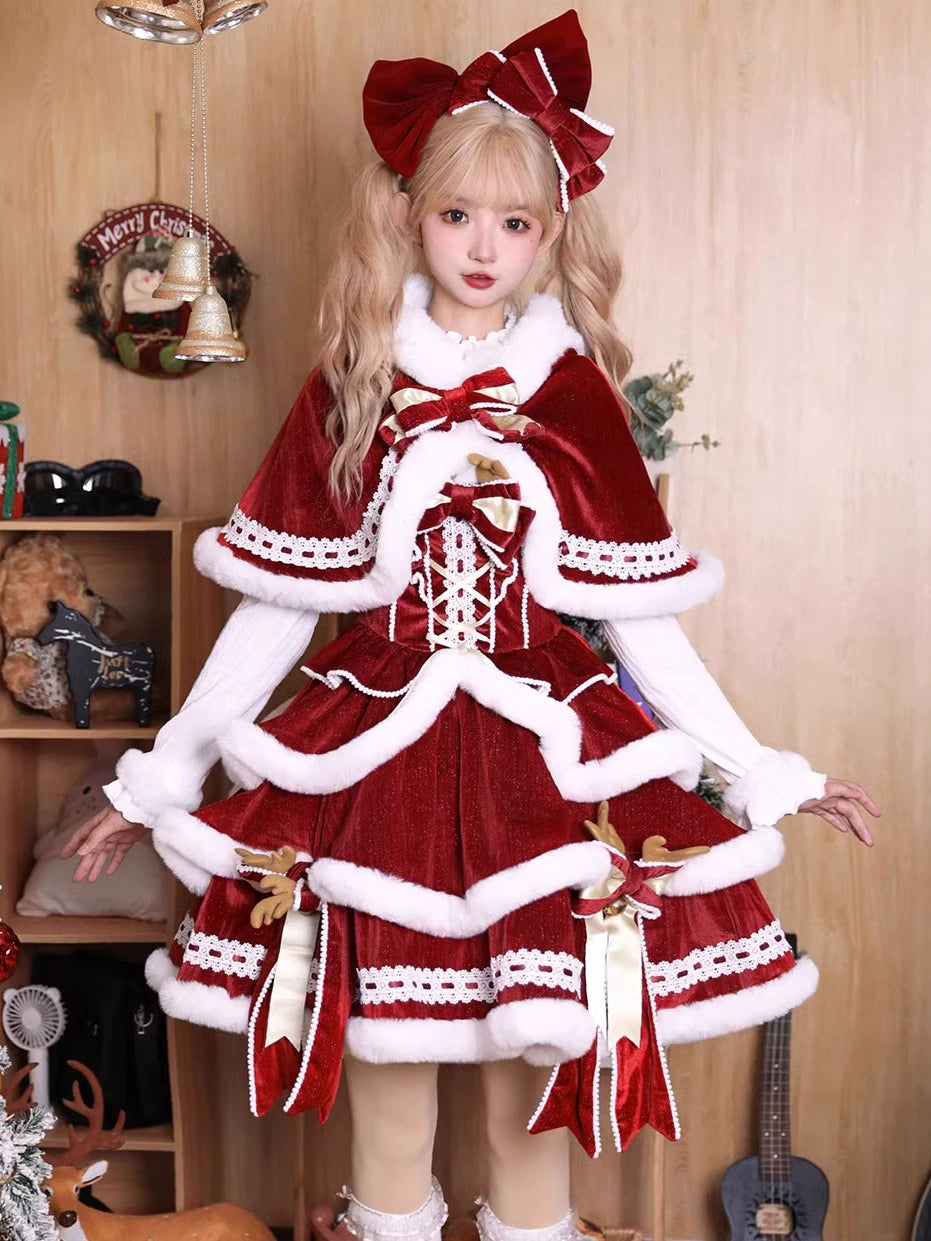 Daily Special Matutu~Sweet Lolita JSK Suit Christmas Lolita Cape and Dress