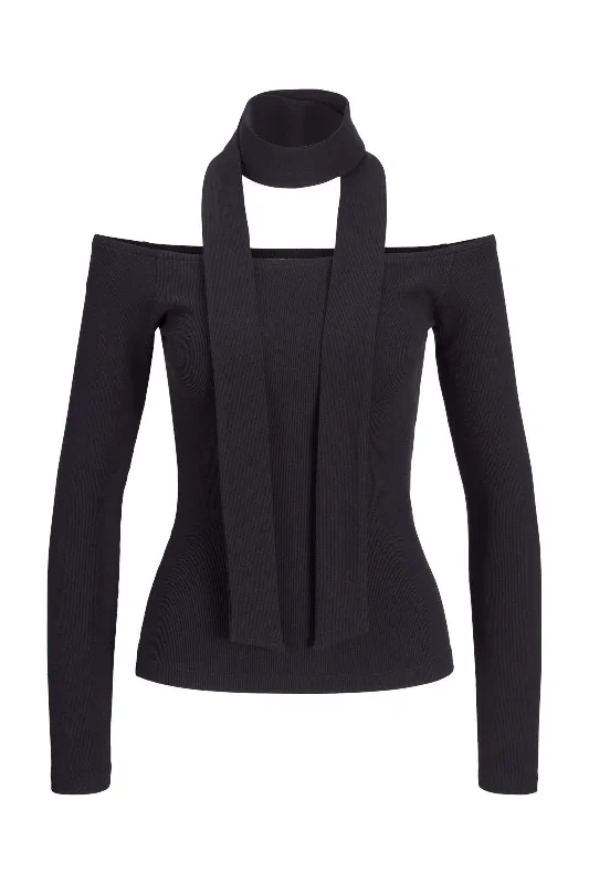 Limited Supply Jjxx - Jxfeo Str Ls Scarf Off Sh Top - 4615344 Black