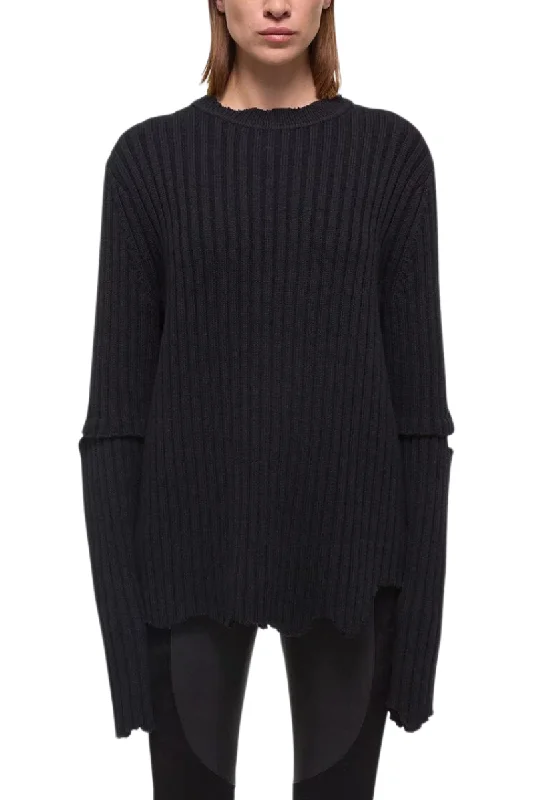 Buy Today Distressed Ribbed Sweater
