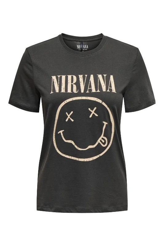 Unmissable Offer Only - Onlnirvana Reg S/S Top Box - 4672864 Phantom Smiling