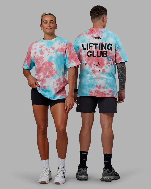 Hurry Up Unisex Lifting Club Heavyweight Tee Oversize - Scarlet-Tie Dye