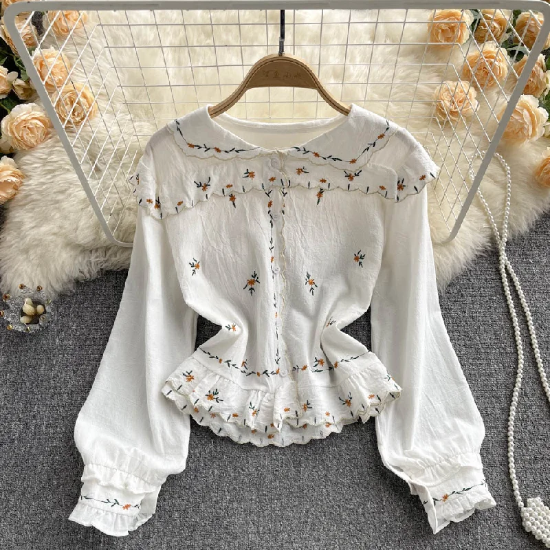 Weekend Discounts to Snag Cute embroidered top     S443