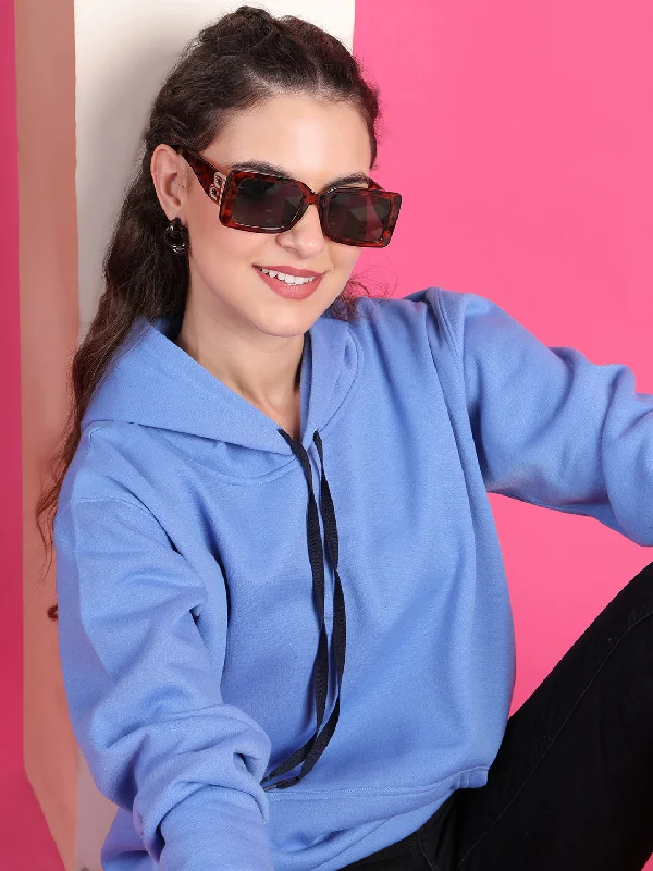 Exclusive Deal VimaL Jonney Regular Fit Blue Solid Hoodie For Women