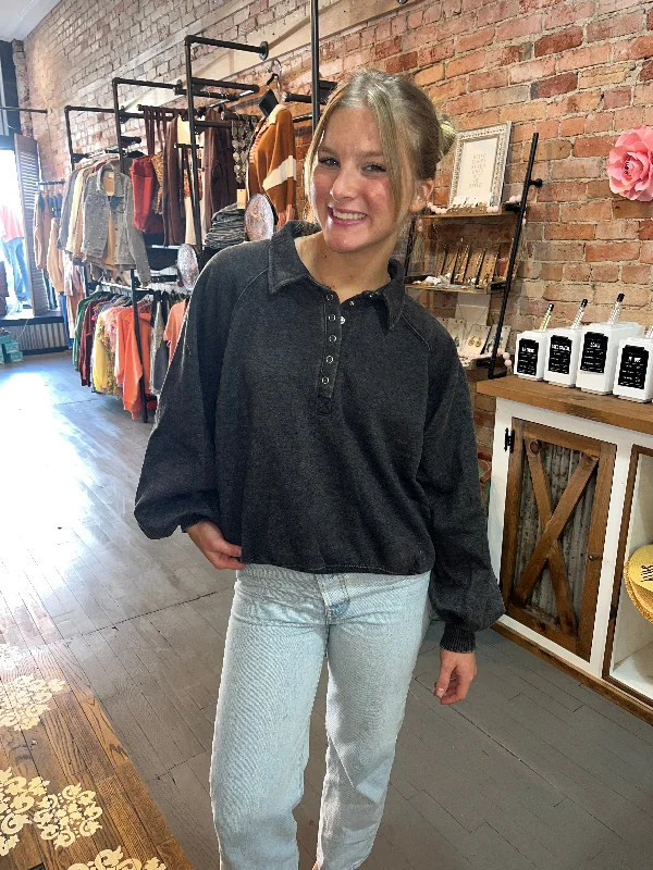 Don't Miss Out The Butternut Button Up-Ash Black