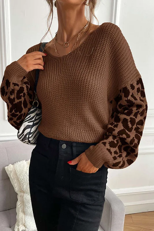 Limited Availability TastyHottie - Leopard Print Patchwork Pullover Sweater