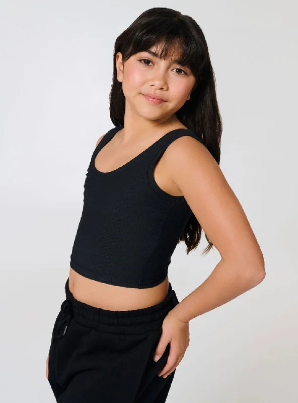 Reduced Prices Girls Crop & Lock Tank Black