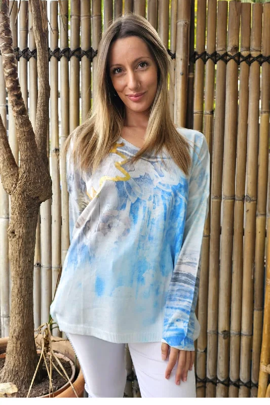 Low Prices La Strada Poly Knitted Blue Top
