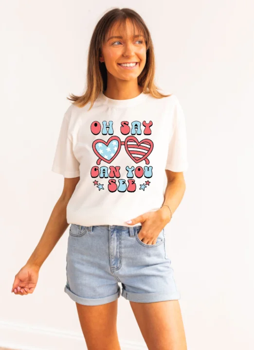 Instant Discount Oh Say Can You See on White Tee Shirt