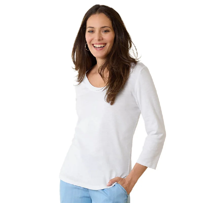 Huge Discounts Tommy Bahama Women's Ashby Isles Rib 3/4 Sleeve Scoop T-Shirt - White*