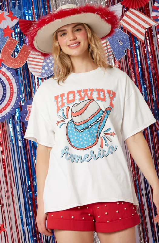 Discount Deals Howdy America Rhinestone Graphic Tee