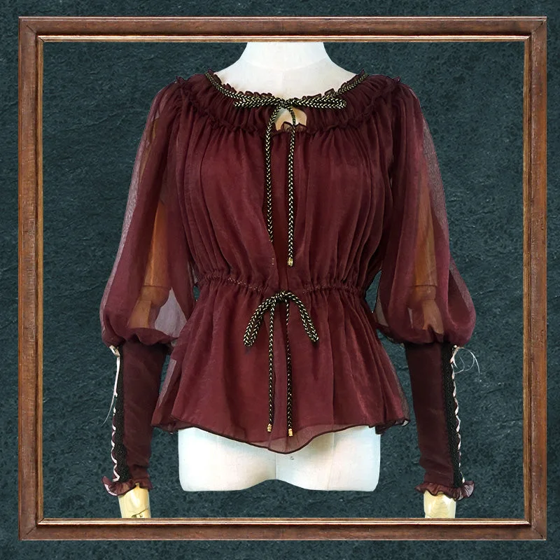 Friends and Family Sale (BFM)FunCcino~Ragnarok~Nordic Lamb Leg Sleeves Lolita Blouse