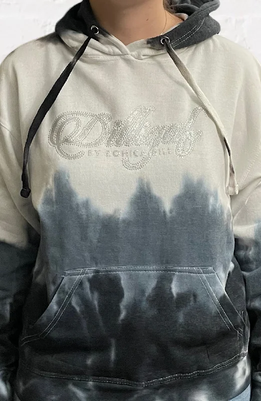 Mega Sale White to Black Fade, Bedazzled Tie-dye Pullover