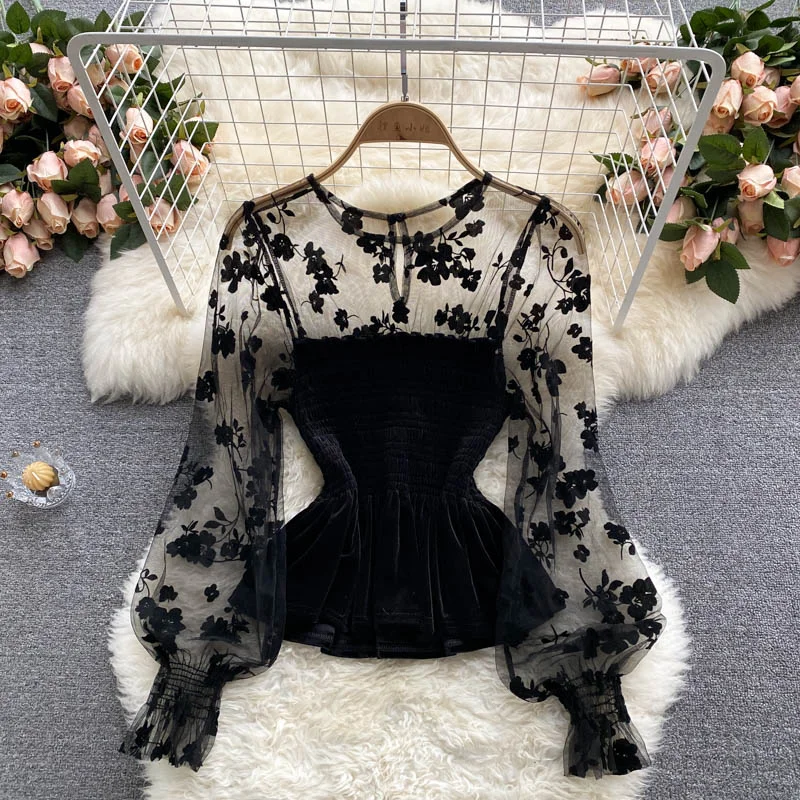 Savings Soar This Weekend Cute lace long sleeve tops   S90