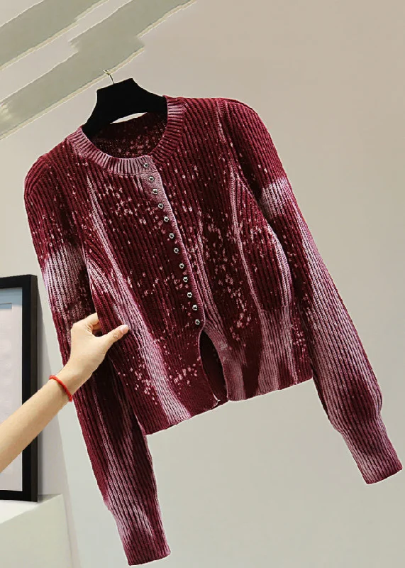 Exclusive Offer DIY Red Tie Dye Cotton Knitted Sweater Winter