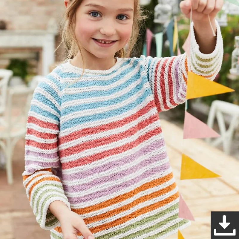Hot Deal Kinder Raglanpullover gestreift Strickset - Lana Grossa (PDF)