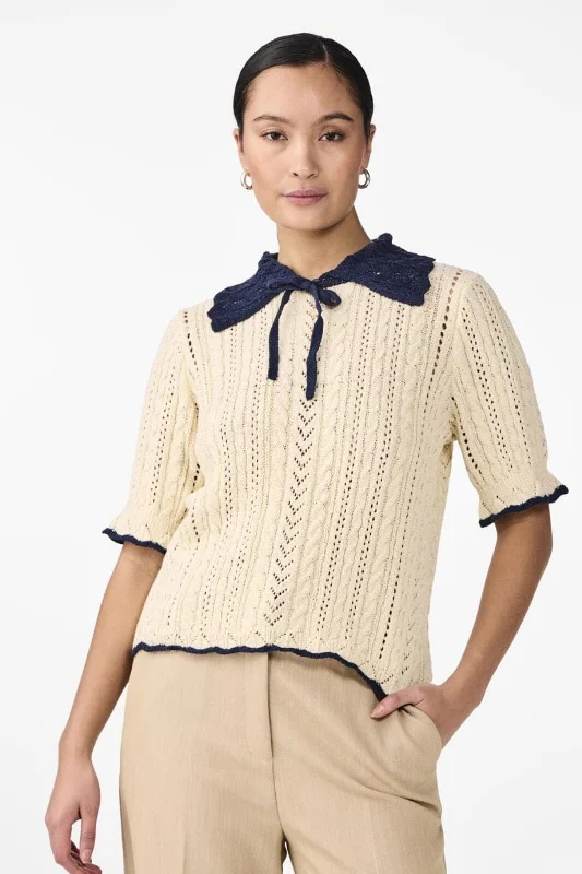 Stock Up Y.A.S - Yasevia Ss Knit Top - 4508530 Birch Dress Blues