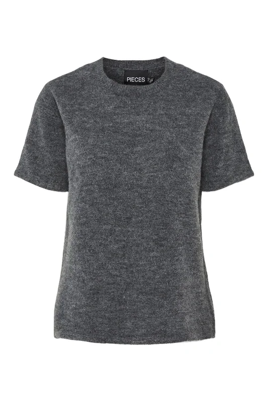 Weekend Specials to Snag Pieces - Pcpiko Ss O-Neck Knit - 4631006 Dark Grey Melange