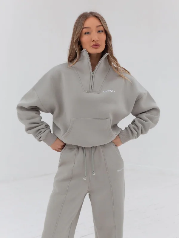Act Now Everyday 1/4 Zip Sweater - Grey