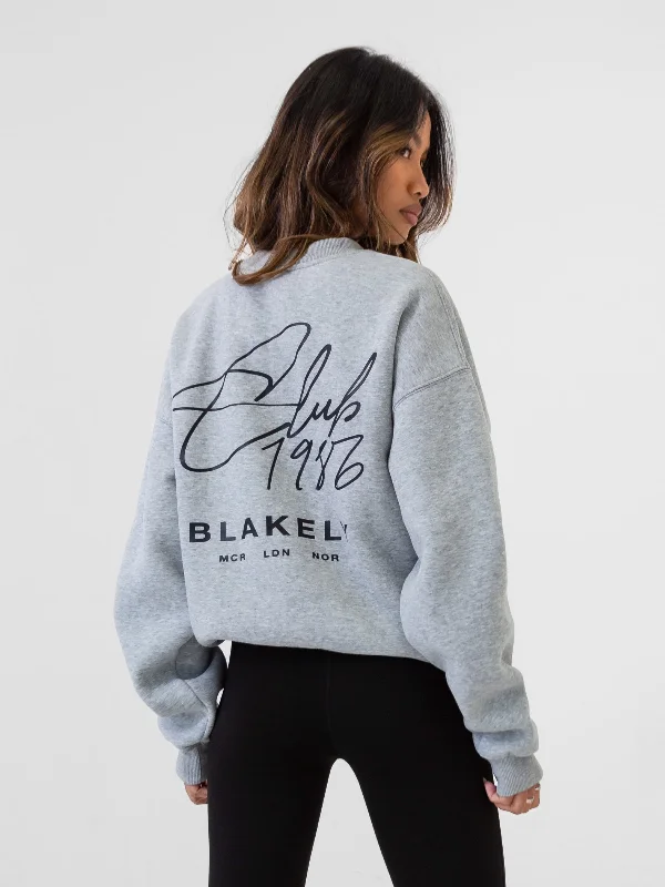 Early Bird Club Oversized Sweater - Marl Grey