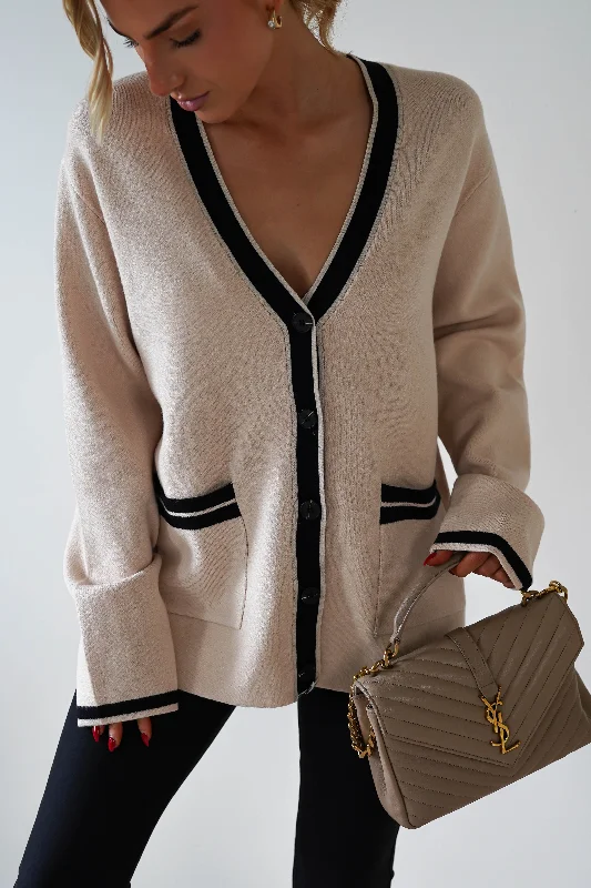 Weekend Deals That Impress Calvin 2 Tone Over Sized Cardigan | Cream/Black