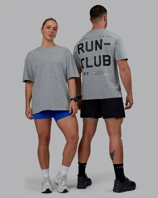 Take Advantage Unisex Love The Run FLXCotton Tee Oversize - Lt Grey Marl-Black