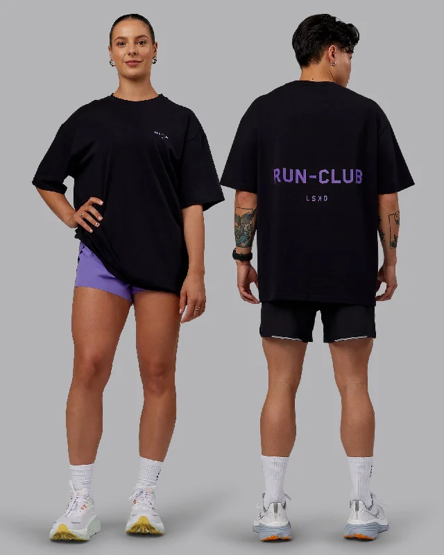 Weekend Specials to Indulge In Unisex RUN CLUB FLXCotton Tee Oversize - Black-Purple Swirl