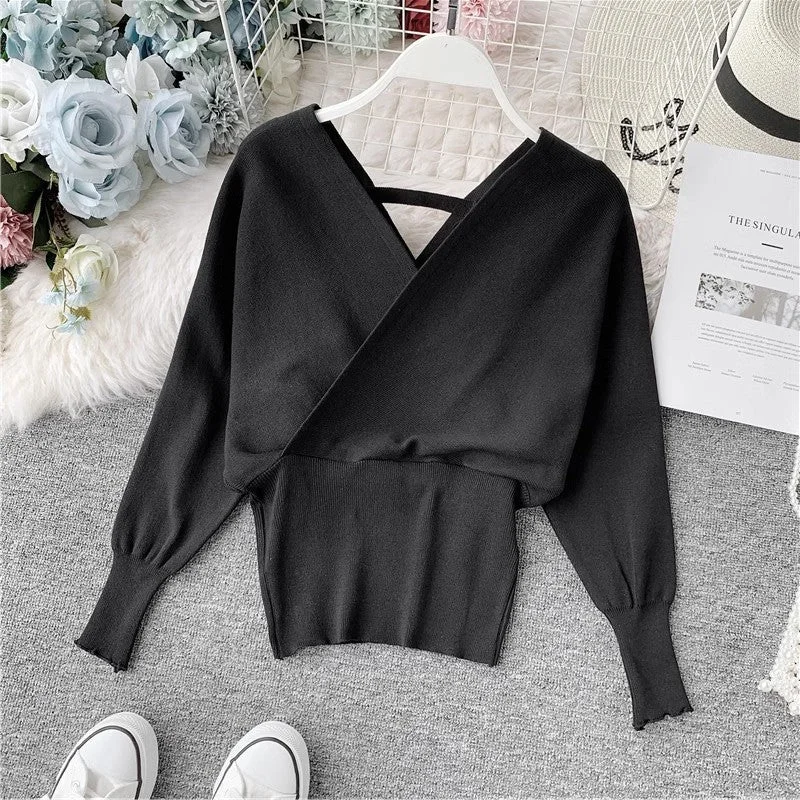 Weekend Discounts to Grab Sexy v-neck sweater women's top sweater shirt     S4093