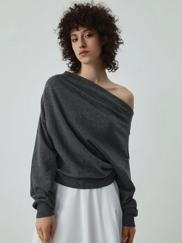 Markdown Madness Asymmetric Off Graceful Shoulder Sweater