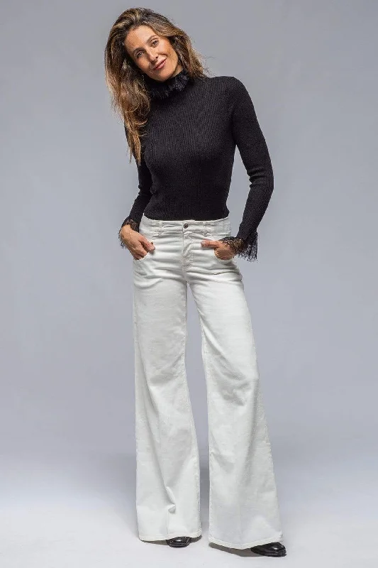 Act Now Cara Wide Leg Cotton Pant In Off White
